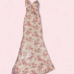 Windsor Pink Floral Sequin Prom Dress